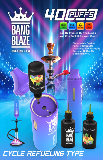 Bang Blaze 40000 Puffs Vape | 40ML Oil Capacity, 1000mAh Battery, Dual Coil, Type-C Rechargeable, 12 Flavorsオイル容量40ml、1000mAhバッテリー、デュアルコイル、Type-C充電式、12種類のフレーバ