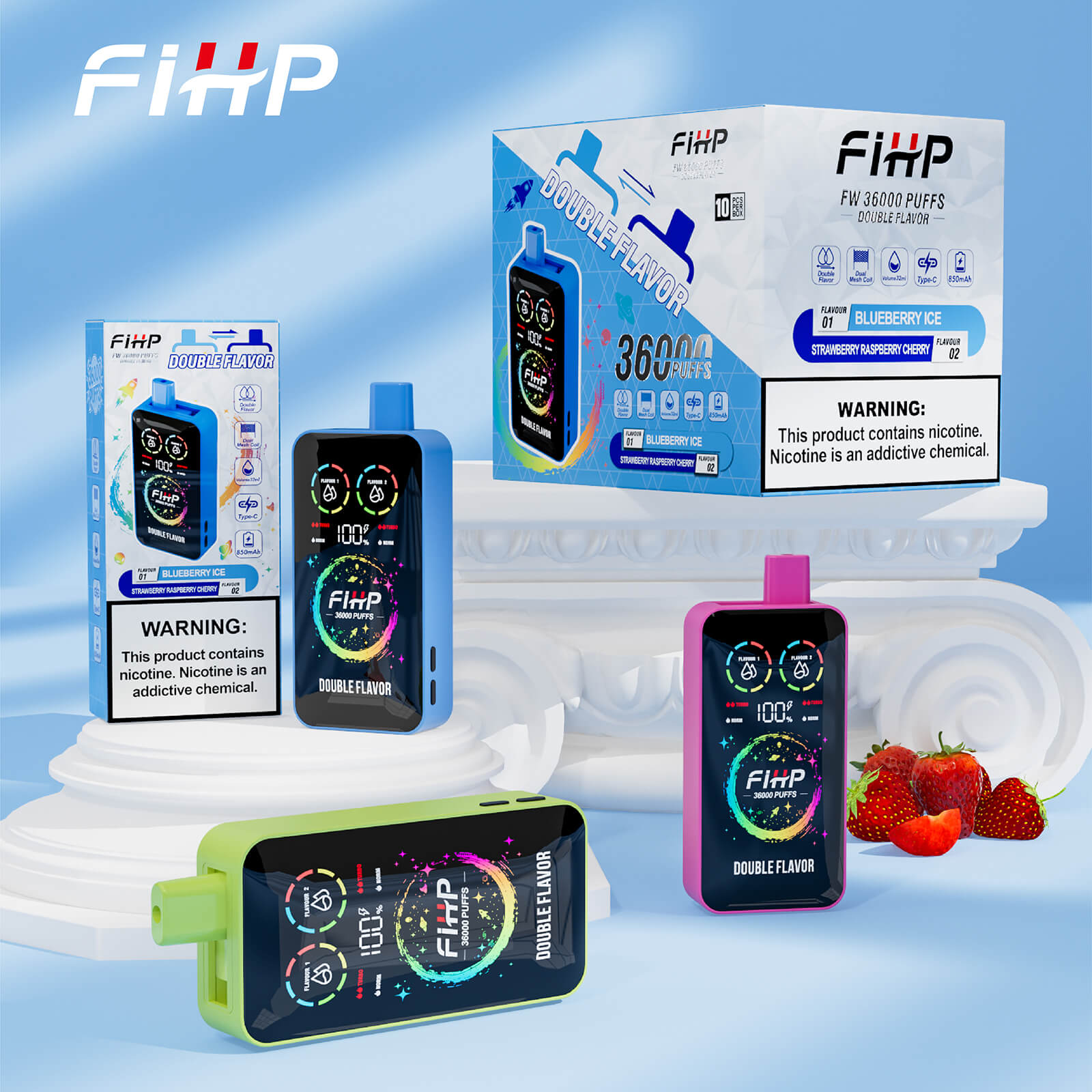 Fihp36000puff double flavor with Screenスクリーン付きダブルフレーバー