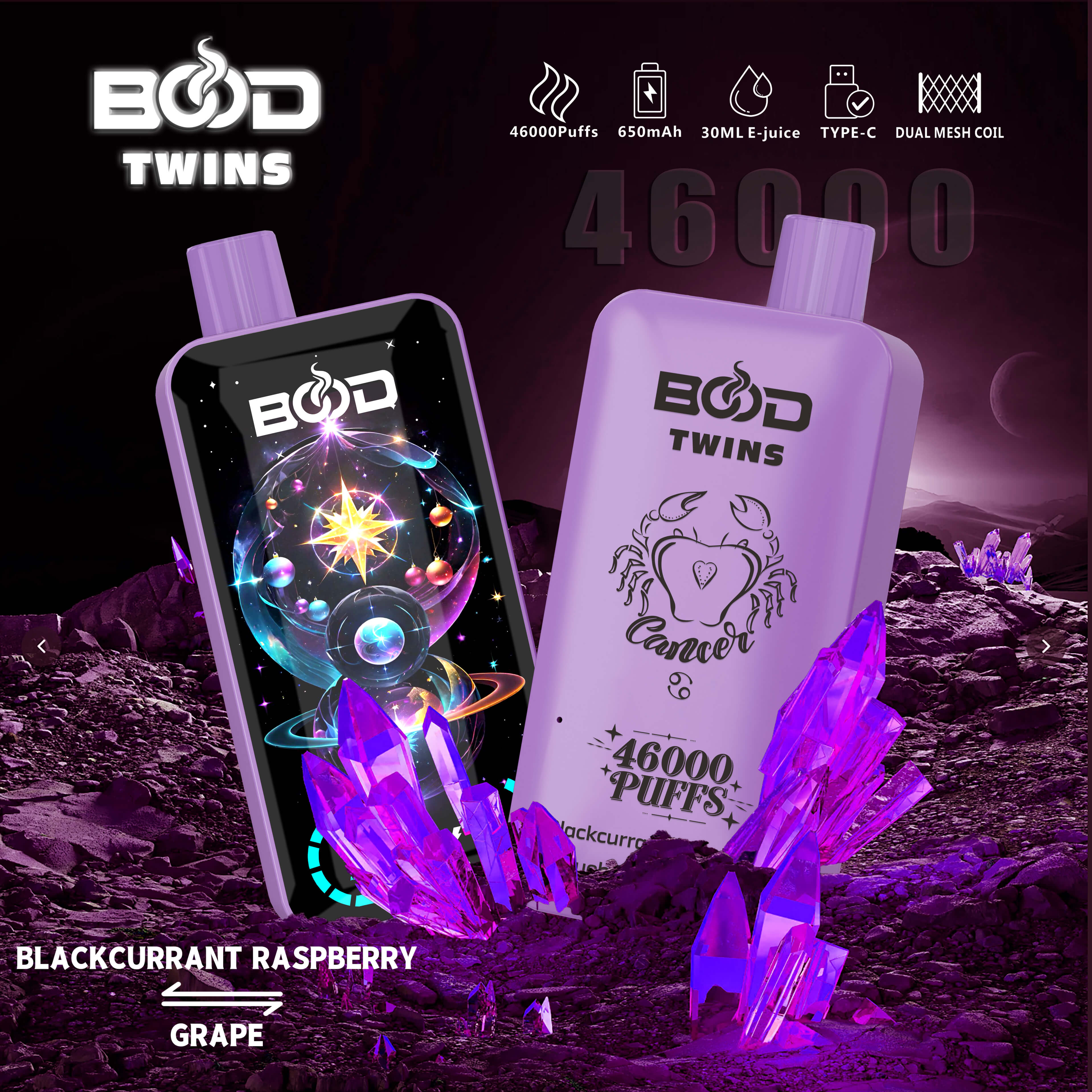 BOOD46000puffs double flavor with screenスクリーン付きダブルフレーバーニコチン3％