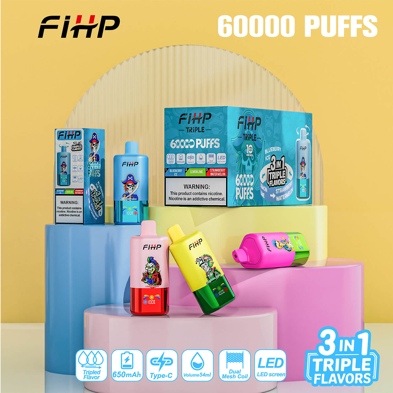 Fihp60000puff triple flavorトリプルフレーバー