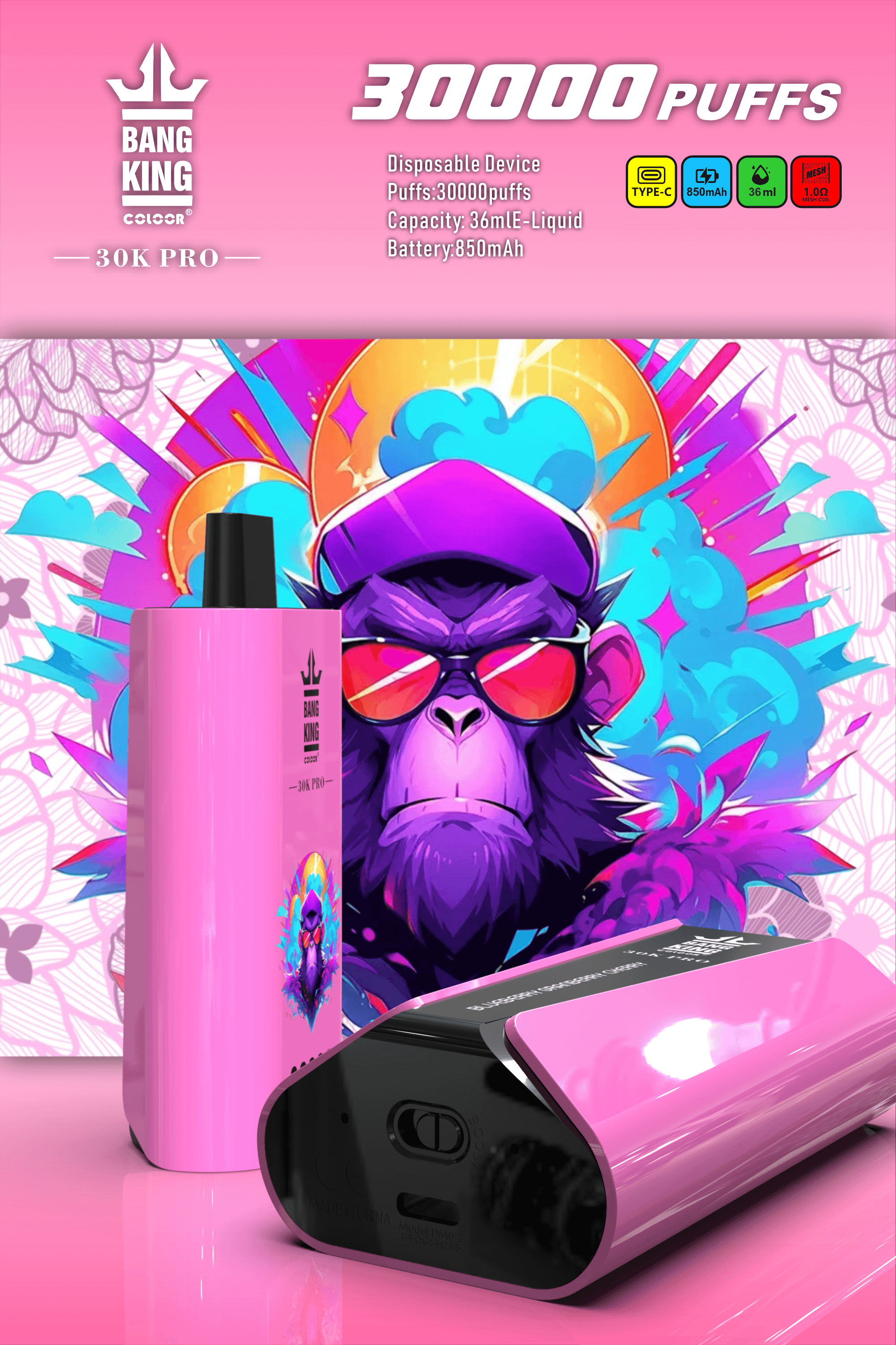Bang King 30000 PRO 30k puffs Disposable Vape3万回吸引可能な使い捨てベイプ