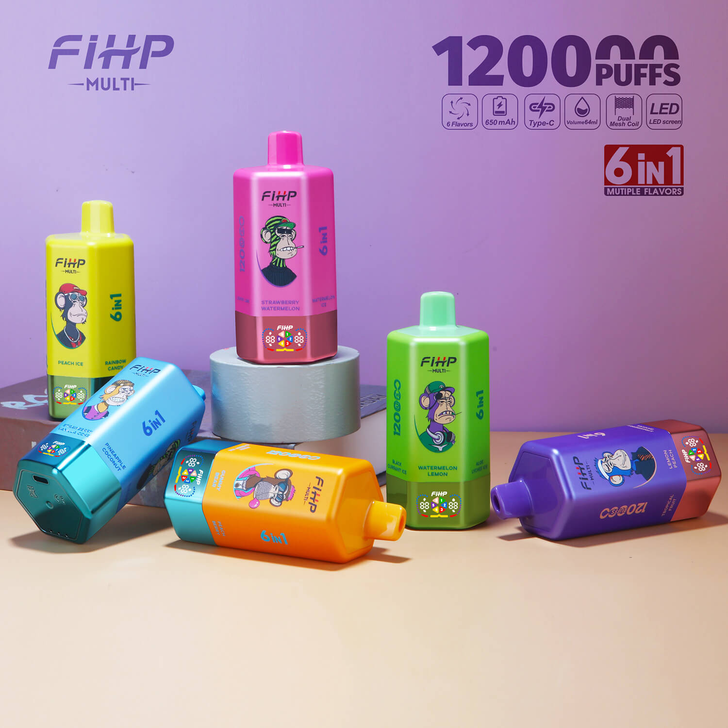 Fihp120000puff six flavor super big sizeシックスフレーバー・スーパービッグサイズ
