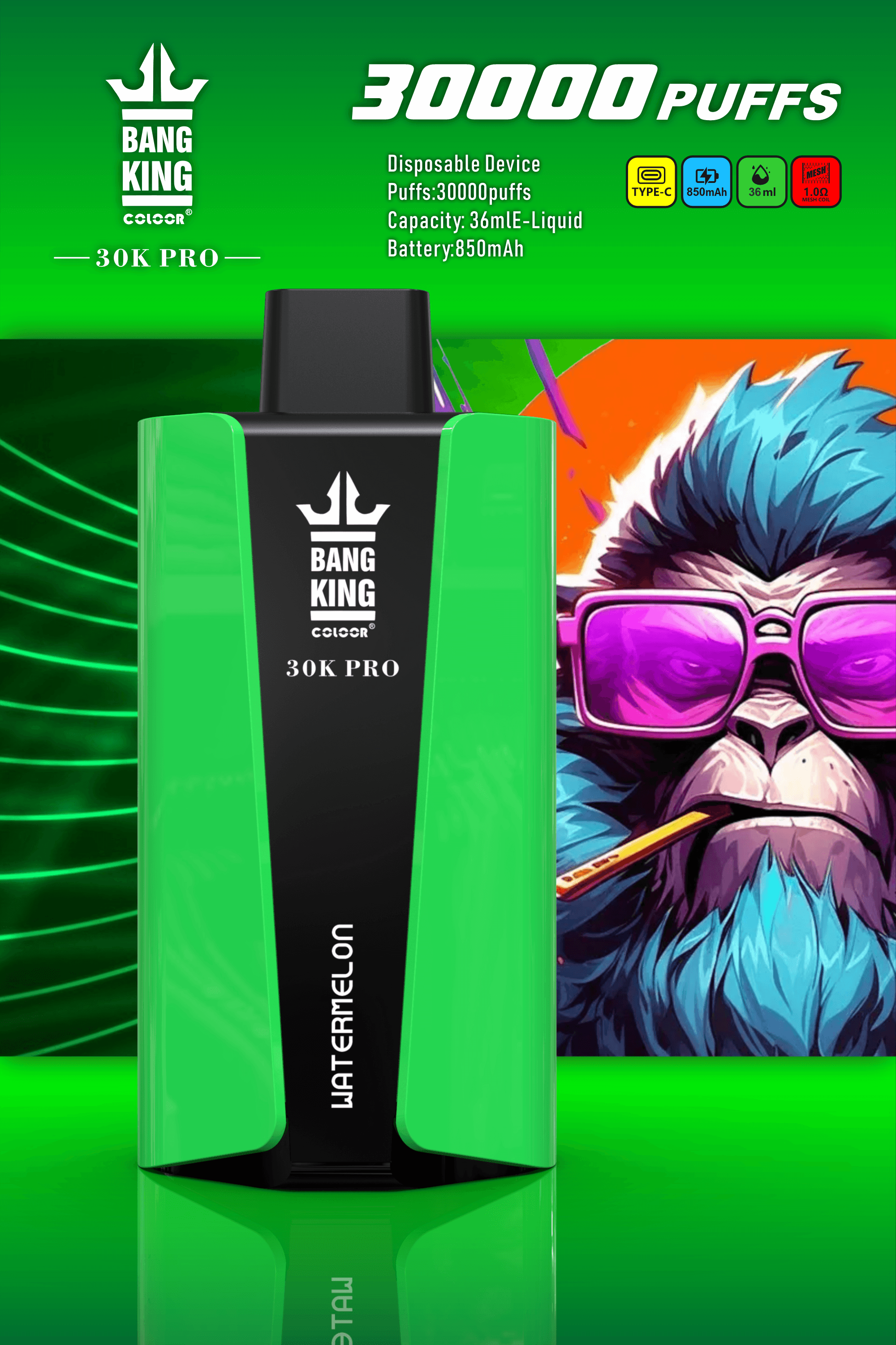 Bang King 30000 PRO 30k puffs Disposable Vape3万回吸引可能な使い捨てベイプ
