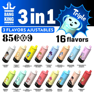 Bang King Triple 85000 Puffs Vape | 3-in-1 Flavor, 45ML E-liquid, Type-C Rechargeable, 3%or5% Nicotineベイプ | 3-in-1フレーバー、45ML Eリキッド、Type-C充電式、3%,5%ニコチン
