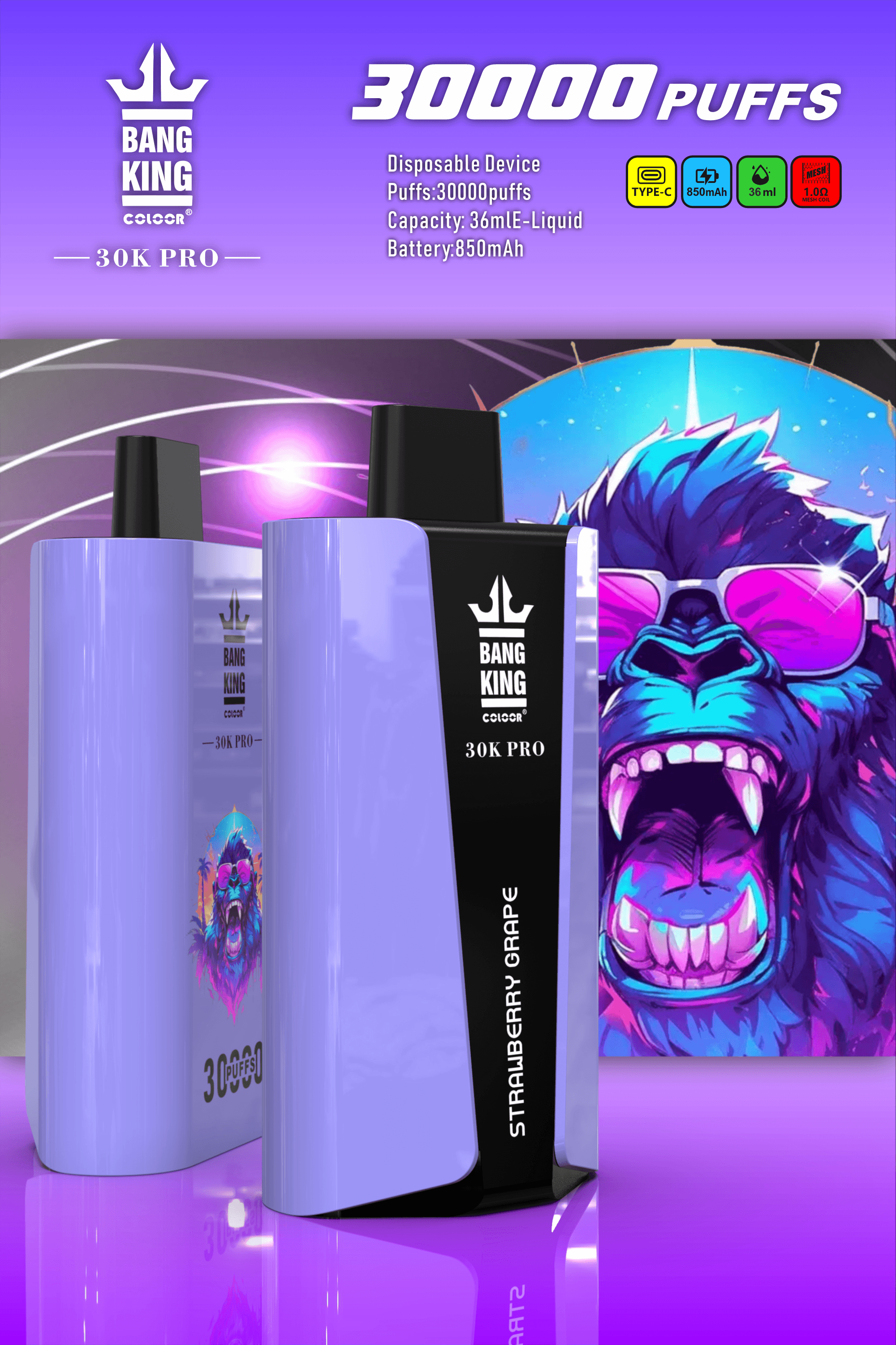 Bang King 30000 PRO 30k puffs Disposable Vape3万回吸引可能な使い捨てベイプ