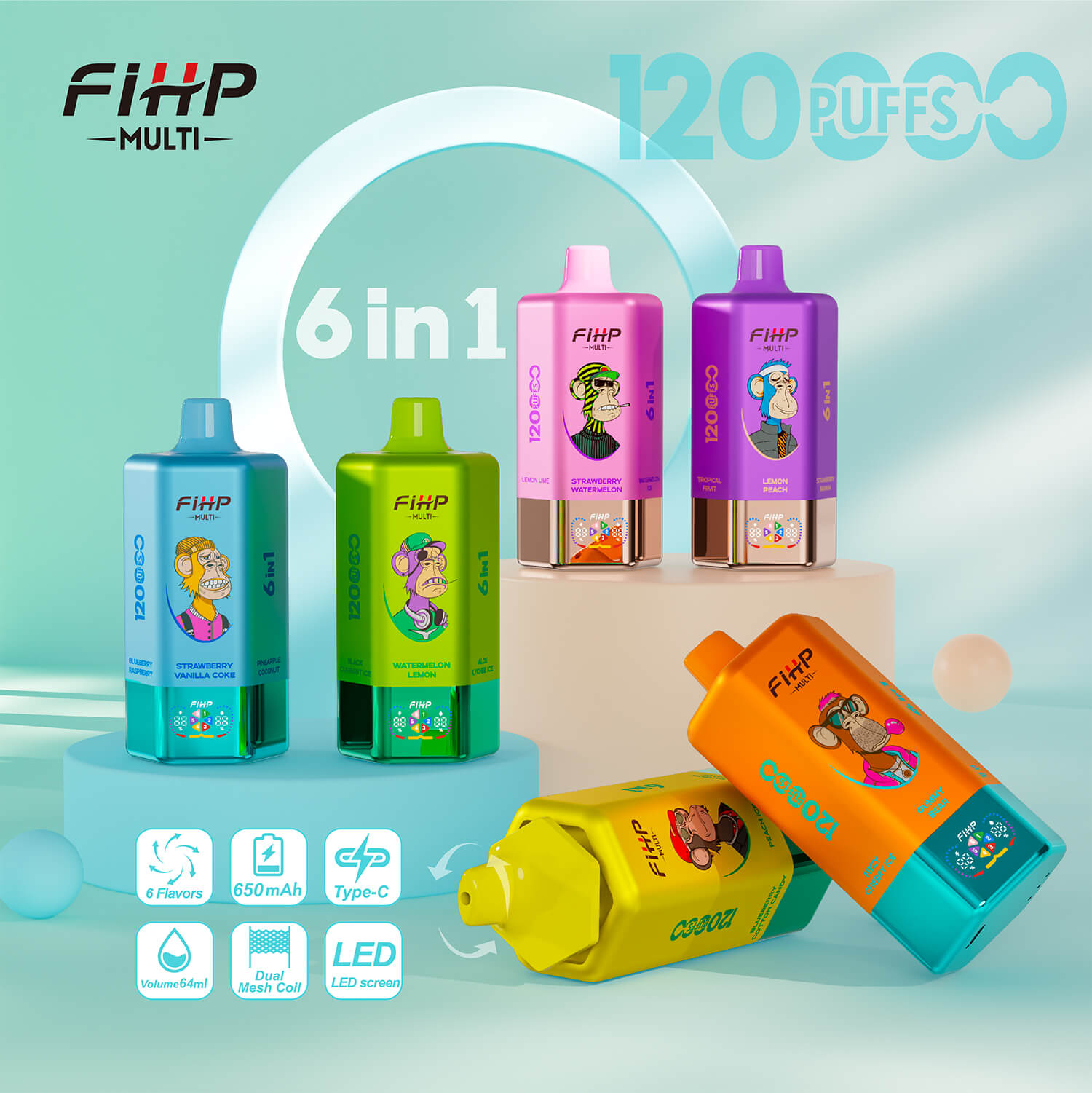 Fihp120000puff six flavor super big sizeシックスフレーバー・スーパービッグサイズ