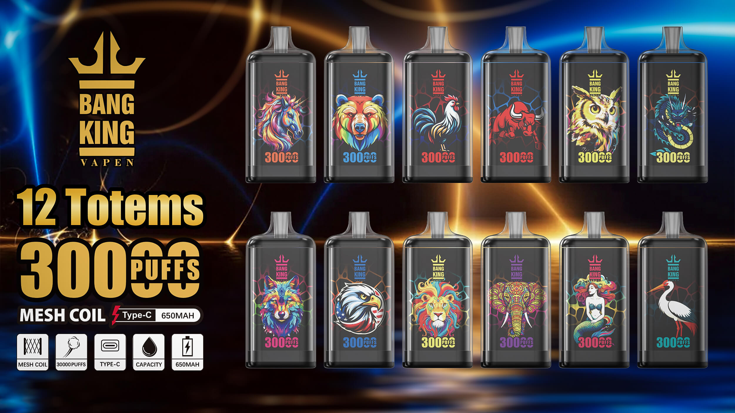 Bang King 30000 puffs Disposable Vape Animal使い捨て VAPE
