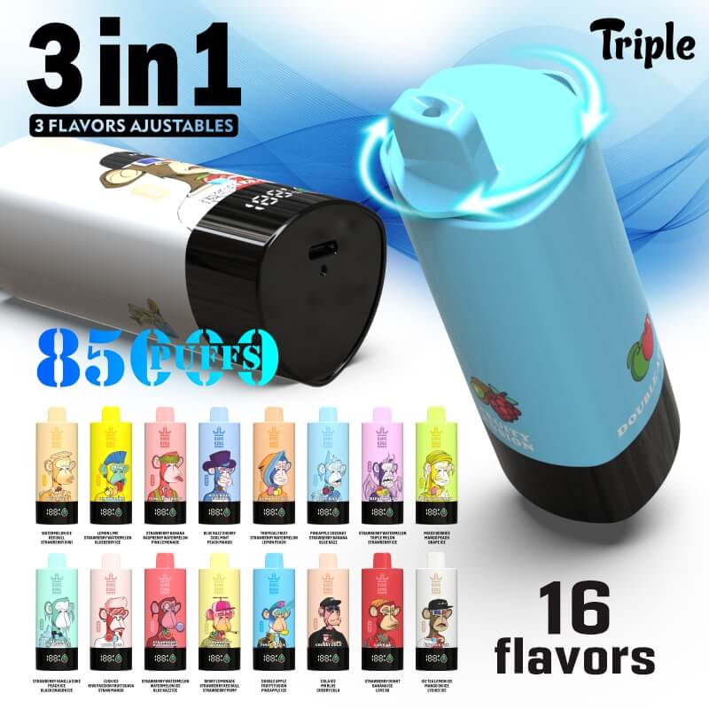 Bang King Triple 85000 Puffs Vape | 3-in-1 Flavor, 45ML E-liquid, Type-C Rechargeable, 3%or5% Nicotineベイプ | 3-in-1フレーバー、45ML Eリキッド、Type-C充電式、3%,5%ニコチン