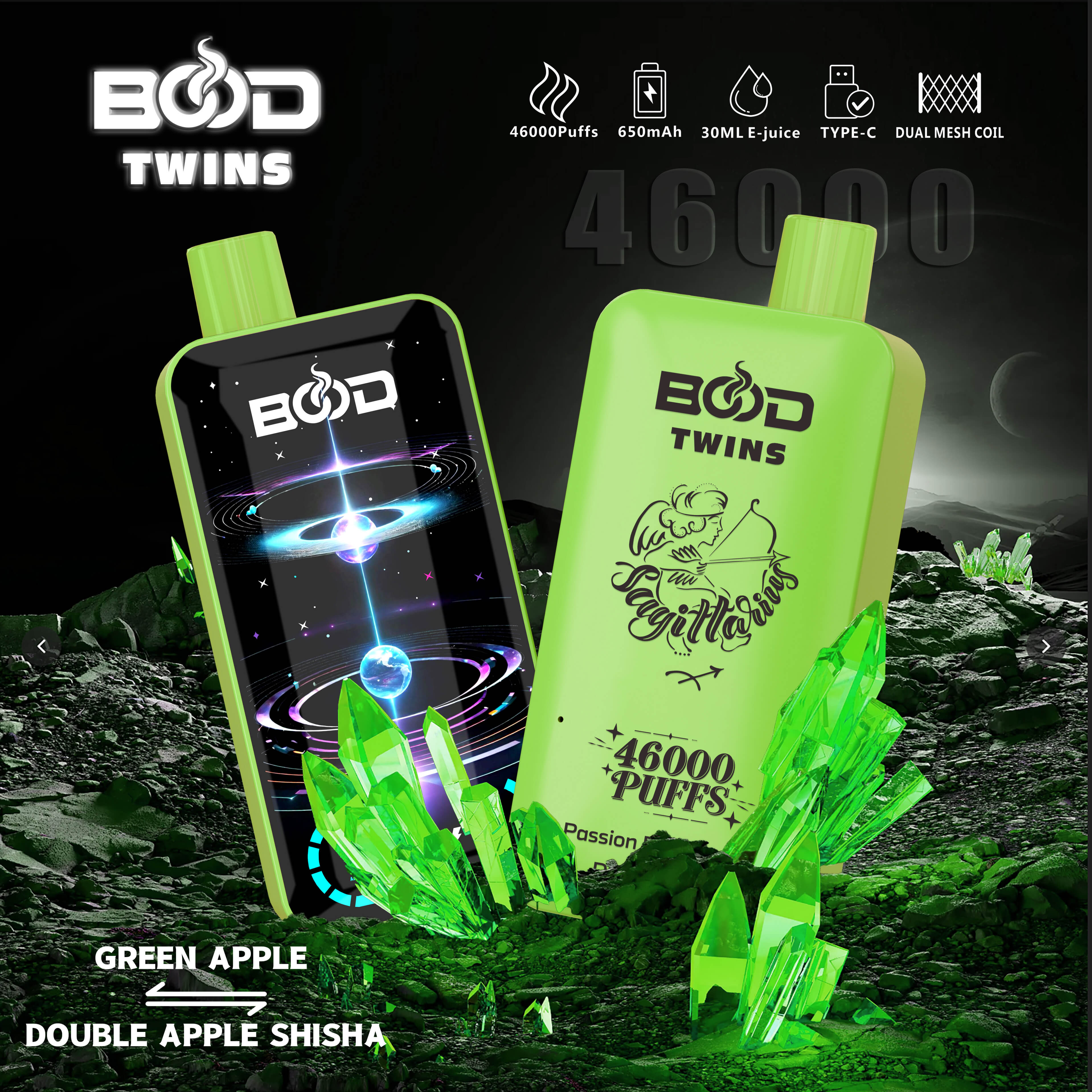 BOOD46000puffs double flavor with screenスクリーン付きダブルフレーバーニコチン3％