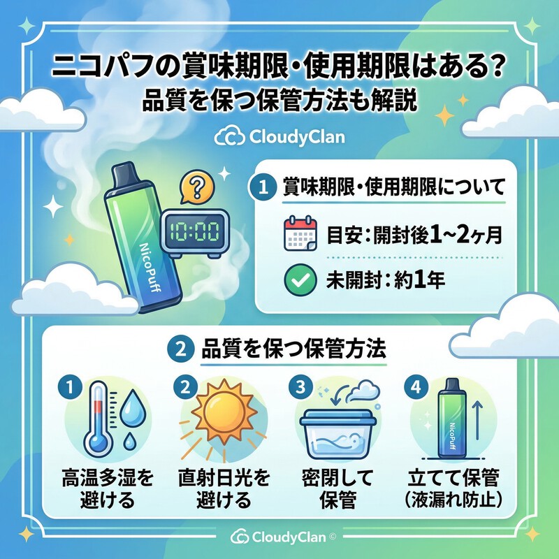 ニコパフの賞味期限・使用期限はある？品質を保つ保管方法も解説