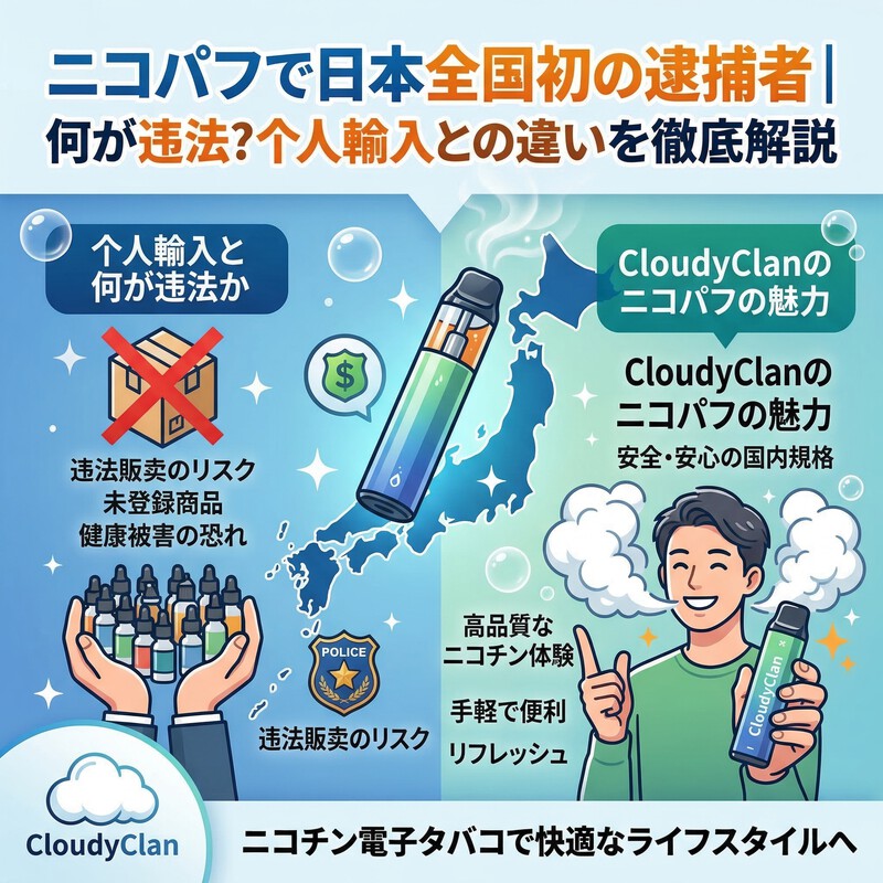 ニコパフで日本全国初の逮捕者｜何が違法？個人輸入との違いを徹底解説