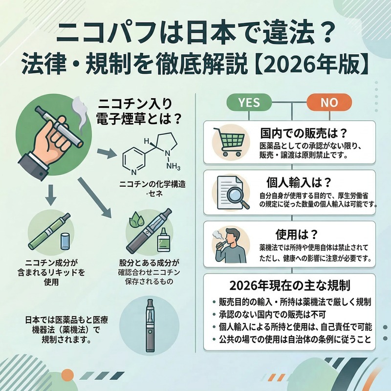ニコパフは日本で違法？法律・規制を徹底解説【2026年版】