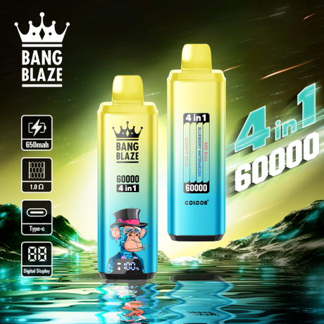 Bang Blaze 60000 Puffs 4in1 Vape | 56ML E-liquid, 650mAh Battery, Type-C Rechargeable, 12 Flavor Options60000パフ 4in1 ベイプ | 56ML Eリキッド、650mAhバッテリー、Type-C充電式、12種類のフレーバー