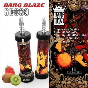 Bang Blaze 60000 Puffs Vape | 1000mAh Battery, 40ML E-liquid, Dual Coil, 14 Premium Flavors1000mAhバッテリー、40ML Eリキッド、デュアルコイル、プレミアムフレーバー14種類
